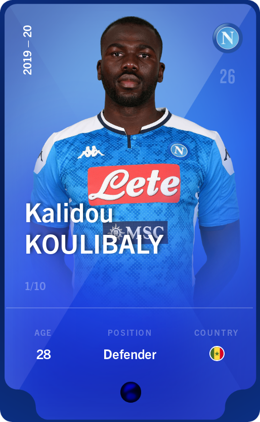 Sorare - Sorare Official - Kalidou Koulibaly 2019-20 • Super Rare 1/10 - NFT # 36086938652065334887922696997206975787917111957959092289357601043315613258870