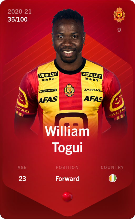 Sorare - Sorare Official - William Togui 2020-21 • Rare 35/100 - NFT # 93765179006544114274005209444762894559758291228806108582689834561296747904312