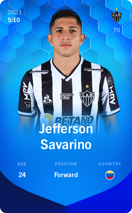 Sorare - Sorare Official - Jefferson Savarino 2021-22 • Super Rare 5/10 - NFT # 30227689199053424352243333212784640853336985385308823992259865582801836962218