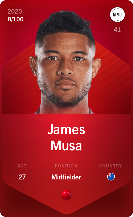 Sorare - Sorare Official - James Musa 2020-21 • Rare 8/100 - NFT # 19106123546383658671435630580779733546265945528667985395750090249195515291934