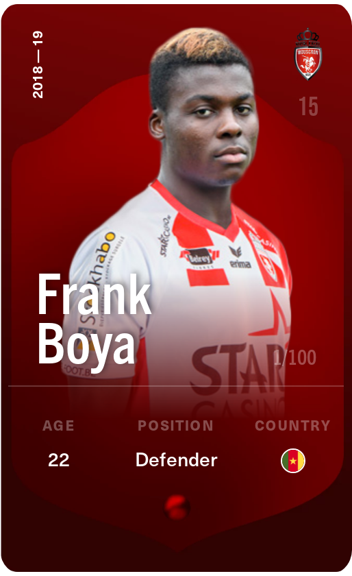 Sorare - Sorare Official - Frank Boya 2018-19 • Rare 1/100 - NFT # 21930488179132800305472683615170800044528348575092466968710910576607223533590