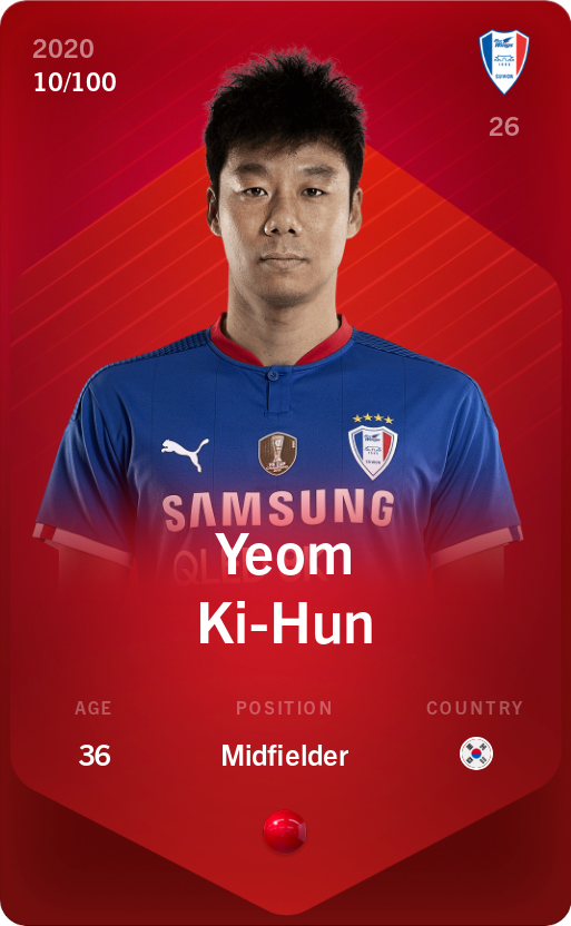 Sorare - Sorare Official - Yeom Ki-Hun 2020-21 • Rare 10/100 - NFT # 86759955438383028543031423123425227264001005980348449979008661954862690646977