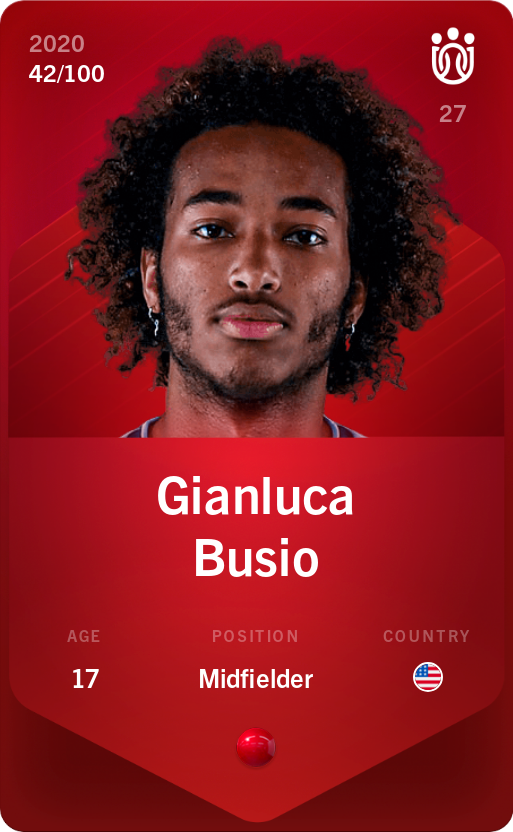Sorare - Sorare Official - Gianluca Busio 2020-21 • Rare 42/100 - NFT # 33031306471825902384023270898991435558696477240832078808374843243335918634373