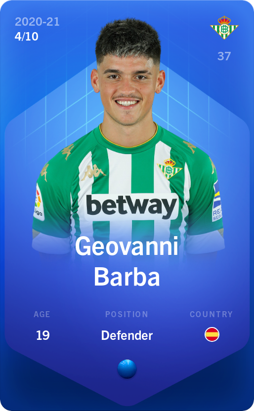 Sorare - Sorare Official - Geovanni Barba 2020-21 • Super Rare 4/10 - NFT # 68107240409543540906064990633049131372530586609756310587732842062183140969235