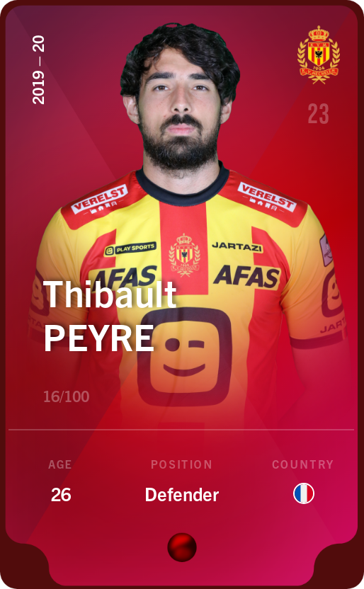 Sorare - Sorare Official - Thibault Peyre 2019-20 • Rare 16/100 - NFT # 84814201316066306094001727316728009989052496964510298887950911057783791571246