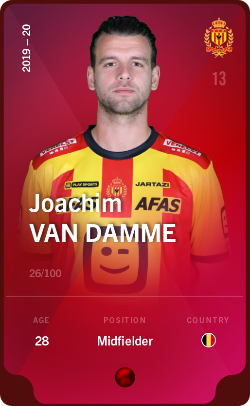 Sorare - Sorare Official - Joachim Van Damme 2019-20 • Rare 26/100 - NFT # 101168908144446707570600383287612371238154044946967418965138879549461061968840