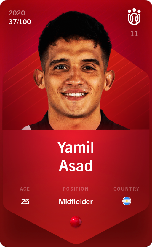 Sorare - Sorare Official - Yamil Asad 2020-21 • Rare 37/100 - NFT # 96809443371990493779800829244751002855113924269742122349296205136474670163951