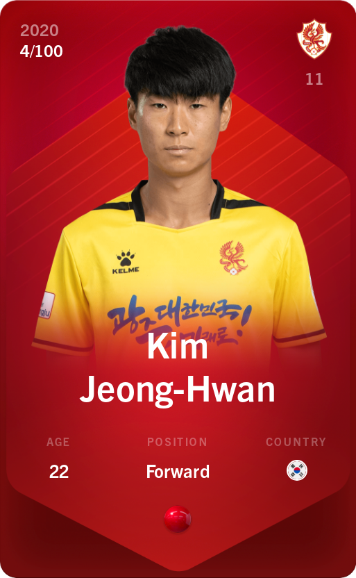 Sorare - Sorare Official - Kim Jeong-Hwan 2020-21 • Rare 4/100 - NFT # 33799141653587111960642146449773533511148483761440362728239425820024301641653