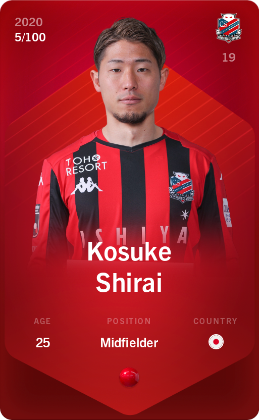 Sorare - Sorare Official - Kosuke Shirai 2020-21 • Rare 5/100 - NFT # 3840586522852679326664645226833305410533883002491930311110934578954742509707