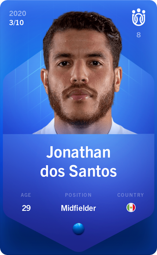 Sorare - Sorare Official - Jonathan dos Santos 2020-21 • Super Rare 3/10 - NFT # 28569023629865623622520222617830555234848164396423412853826761180118567081968