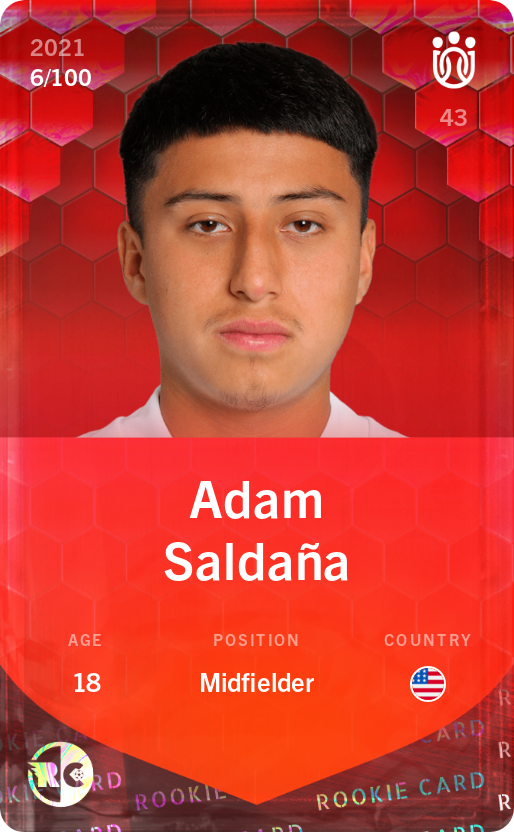 Sorare - Sorare Official - Adam Saldaña 2021-22 • Rare 6/100 - NFT # 38332210150529551118031346648908614811591844616188963616981441032542612323565