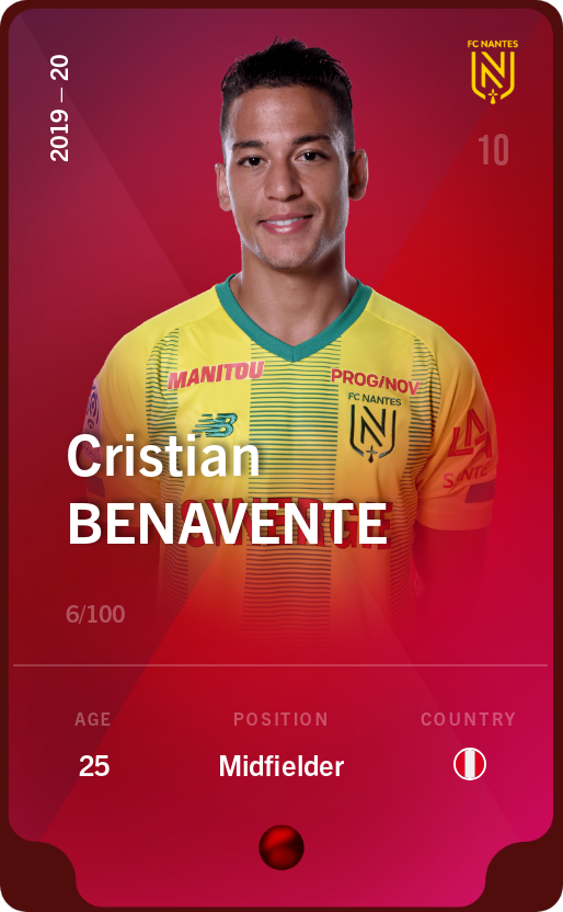Sorare - Sorare Official - Cristian Benavente 2019-20 • Rare 6/100 - NFT # 962562706667442823114218054136071441123671128691164683128638448342797749652