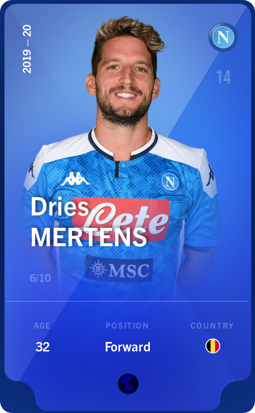 Sorare - Sorare Official - Dries Mertens 2019-20 • Super Rare 6/10 - NFT # 83926885817713151843327851664368687839424273280018091548727999826281041380153