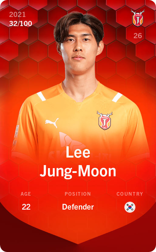 Sorare - Sorare Official - Lee Jung-Moon 2021-22 • Rare 32/100 - NFT # 58517366051088874098023933305609219648238794104601827886897891495925760517220