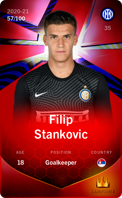 Sorare - Sorare Official - Filip Stankovic 2020-21 • Rare 57/100 - NFT # 9781613605409173352291161678522456484707938924510024619816084851140657508718