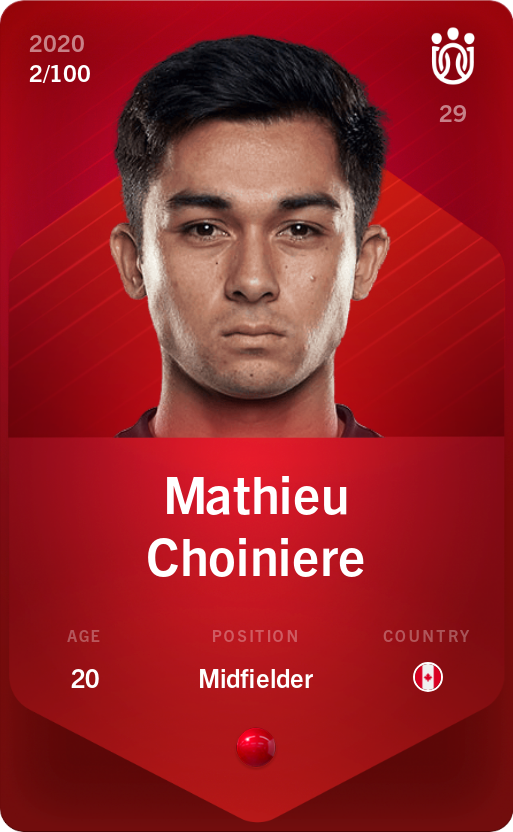 Sorare - Sorare Official - Mathieu Choiniere 2020-21 • Rare 2/100 - NFT # 79026926683182726725170212600636498000341225443702634466978442733706624217158