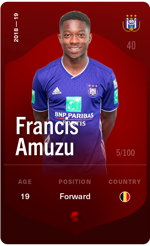 Sorare - Sorare Official - Francis Amuzu 2018-19 • Rare 5/100 - NFT # 33365688477018568691423650794506051469771369915107230871036659454416649329470