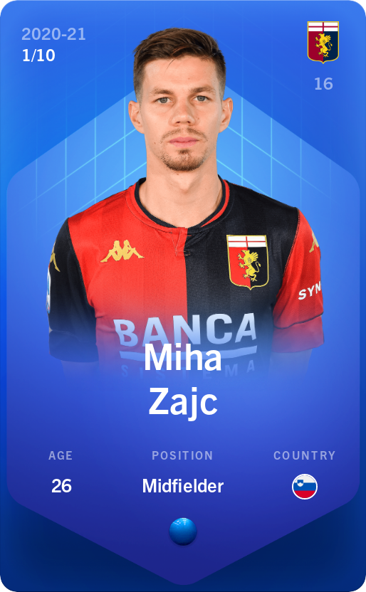 Sorare - Sorare Official - Miha Zajc 2020-21 • Super Rare 1/10 - NFT # 87282643842322888911883048027926366116834900011753118419493714617445836606647