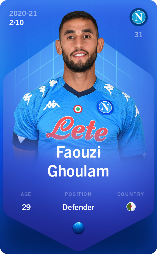 Sorare - Sorare Official - Faouzi Ghoulam 2020-21 • Super Rare 2/10 - NFT # 114915789237616226258006416696855853445202227466735042357174472081739345865362
