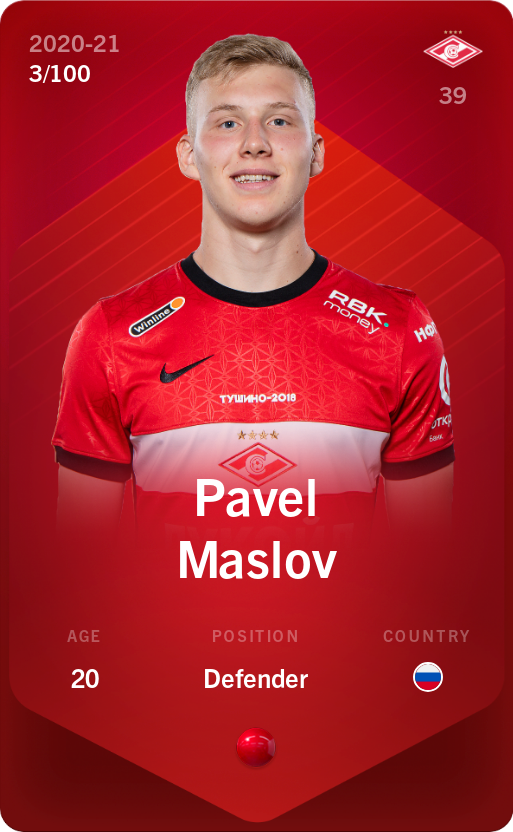 Sorare - Sorare Official - Pavel Maslov 2020-21 • Rare 3/100 - NFT # 34664083647203813232087129376935631264470023458348577604988596537549474789131