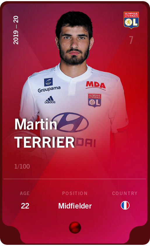 Sorare - Sorare Official - Martin Terrier 2019-20 • Rare 1/100 - NFT # 62319319018690609008529489260481524916813012246971025834793758507176213862797