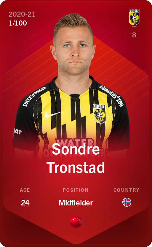 Sorare - Sorare Official - Sondre Tronstad 2020-21 • Rare 1/100 - NFT # 41622608648833437897171504246819088809061193842377562262294438208325599640673