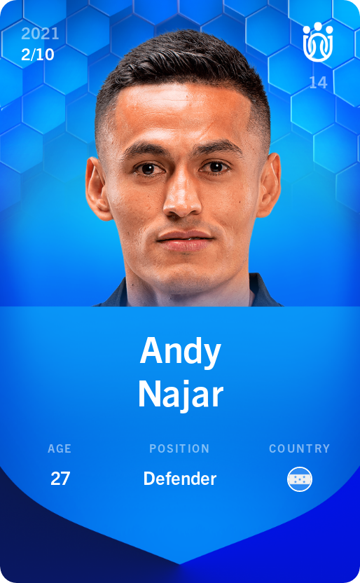 Sorare - Sorare Official - Andy Najar 2021-22 • Super Rare 2/10 - NFT # 3923165830149829062780794743878993746929357111883674032897675411051030472589