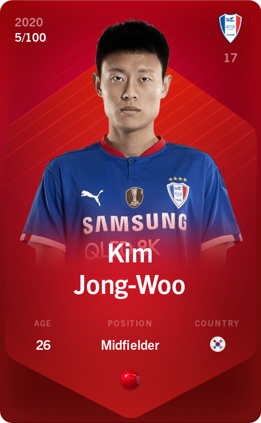 Sorare - Sorare Official - Kim Jong-Woo 2020-21 • Rare 5/100 - NFT # 41356894807487262930193834797323962765979384180410487764794829540353547736008