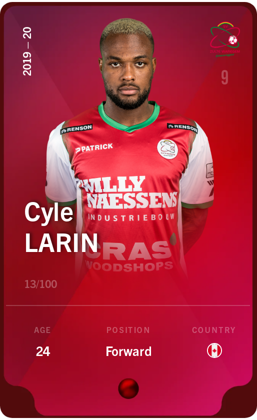 Sorare - Sorare Official - Cyle Larin 2019-20 • Rare 13/100 - NFT # 38348407733396047539744495705977718035532805839265323406590713533746789558117