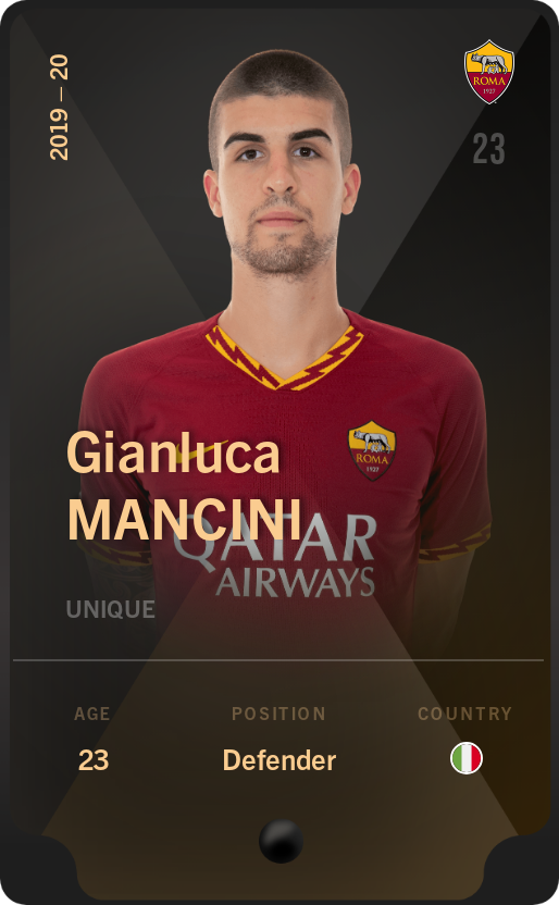 Sorare - Sorare Official - Gianluca Mancini 2019-20 • Unique - NFT # 17381280394069405656809908983381751131002278479781025055625329793644291998509