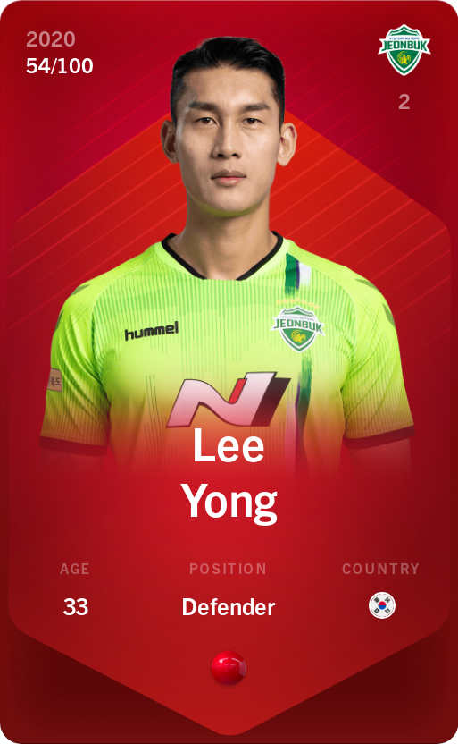 Sorare - Sorare Official - Lee Yong 2020-21 • Rare 54/100 - NFT # 114058301696718503467566271054918840056242464384644623688648528102023973378453