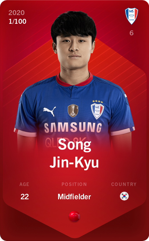 Sorare - Sorare Official - Song Jin-Kyu 2020-21 • Rare 1/100 - NFT # 71364506275517984826173094689623727807937741365149378870512689088625134845636