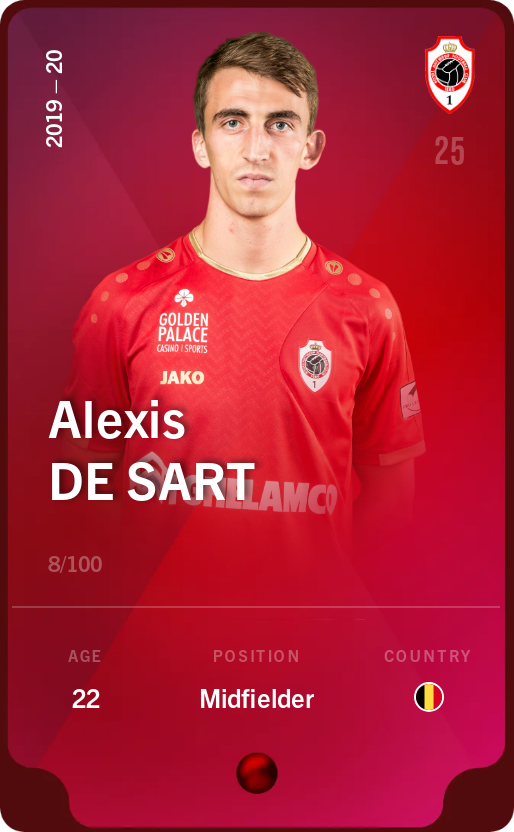 Sorare - Sorare Official - Alexis De Sart 2019-20 • Rare 8/100 - NFT # 30988480846701654083031921760027424970375200004101156562509000840664168282445