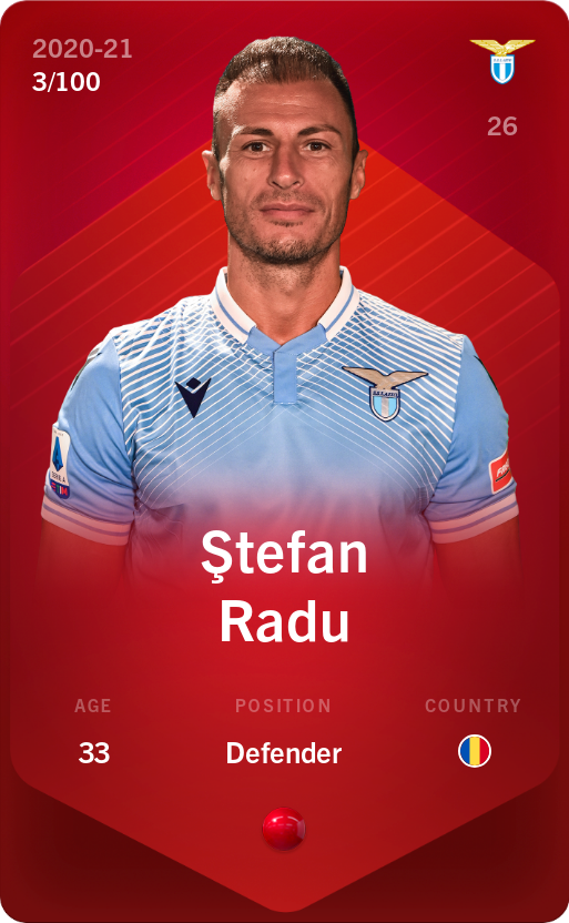 Sorare - Sorare Official - Ştefan Radu 2020-21 • Rare 3/100 - NFT # 58378602020424102221228030994718890083845075244436168021419501191013759253375