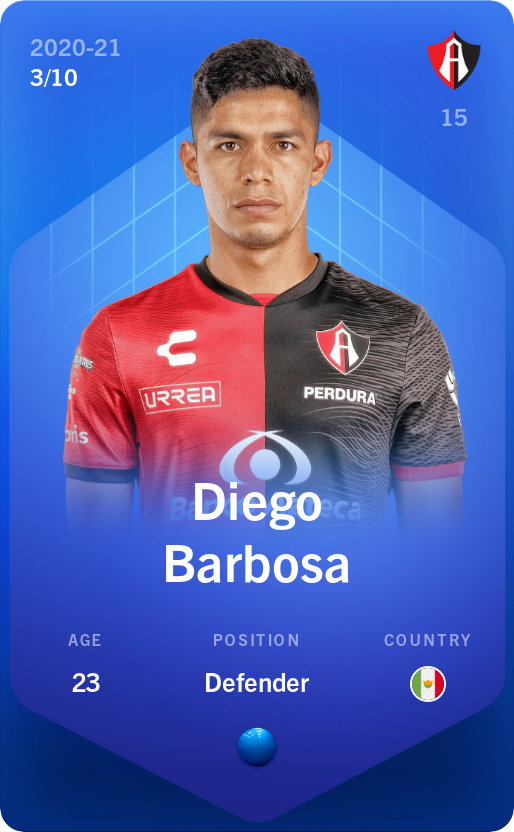Sorare - Sorare Official - Diego Barbosa 2020-21 • Super Rare 3/10 - NFT # 107975616142753090899474658556483262860975021759751487399153705981115190237478