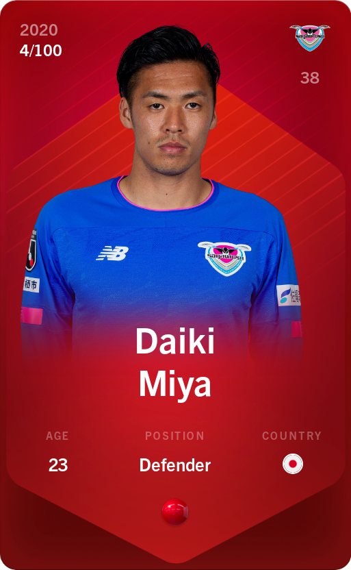 Sorare - Sorare Official - Daiki Miya 2020-21 • Rare 4/100 - NFT # 13409119970240581466130146693843030885430017266464561122299559696887662207689