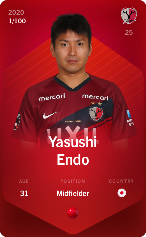 Sorare - Sorare Official - Yasushi Endo 2020-21 • Rare 1/100 - NFT # 112669015666118985416445823903352595999293519483097264635133764648075587165897