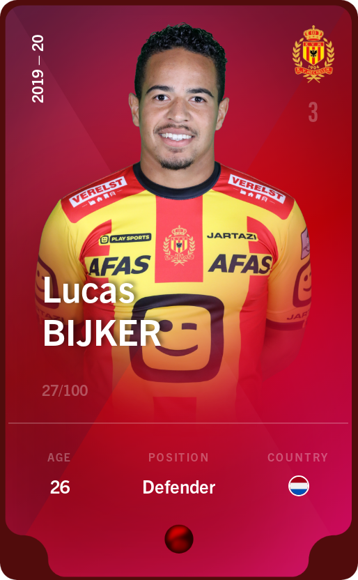 Sorare - Sorare Official - Lucas Bijker 2019-20 • Rare 27/100 - NFT # 95603128278686533669713188501337314505853838670697107582278527027481277829481