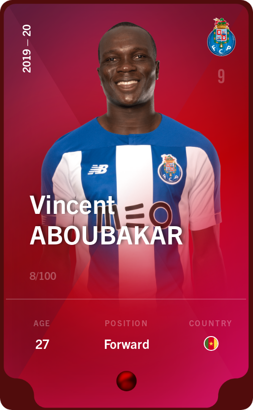 Sorare - Sorare Official - Vincent Aboubakar 2019-20 • Rare 8/100 - NFT # 6637917889207486462025853789124563635855783574209847962983115070716940762331