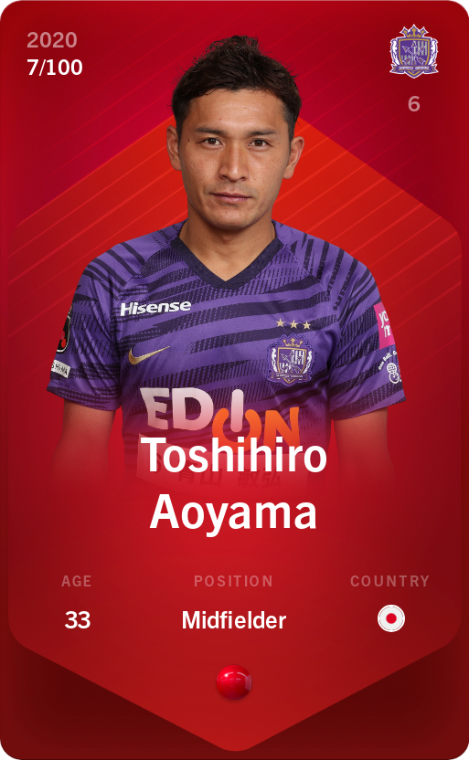 Sorare - Sorare Official - Toshihiro Aoyama 2020-21 • Rare 7/100 - NFT # 44376836835617297380999630787565661710099626938531344271467862942025291692062