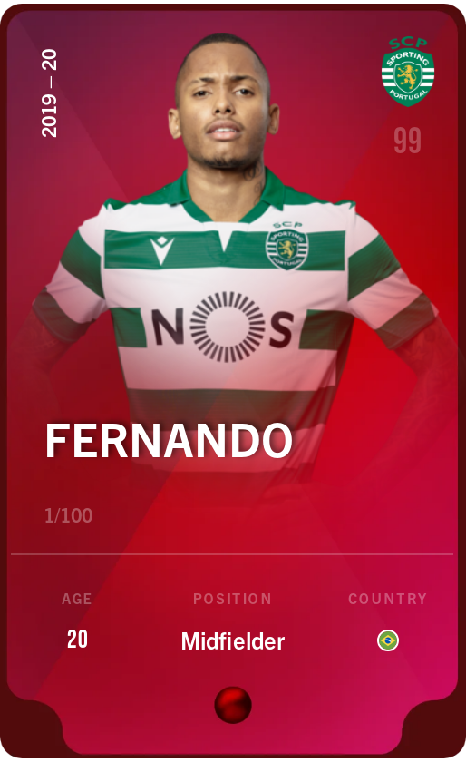 Sorare - Sorare Official - Fernando 2019-20 • Rare 1/100 - NFT # 70305064618499294680789292588393903725108781859369187842235293863417494762058