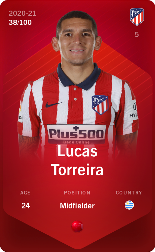 Sorare - Sorare Official - Lucas Torreira 2020-21 • Rare 38/100 - NFT # 13068709510591654329971130365710590196480867092812234070755749892086895205345
