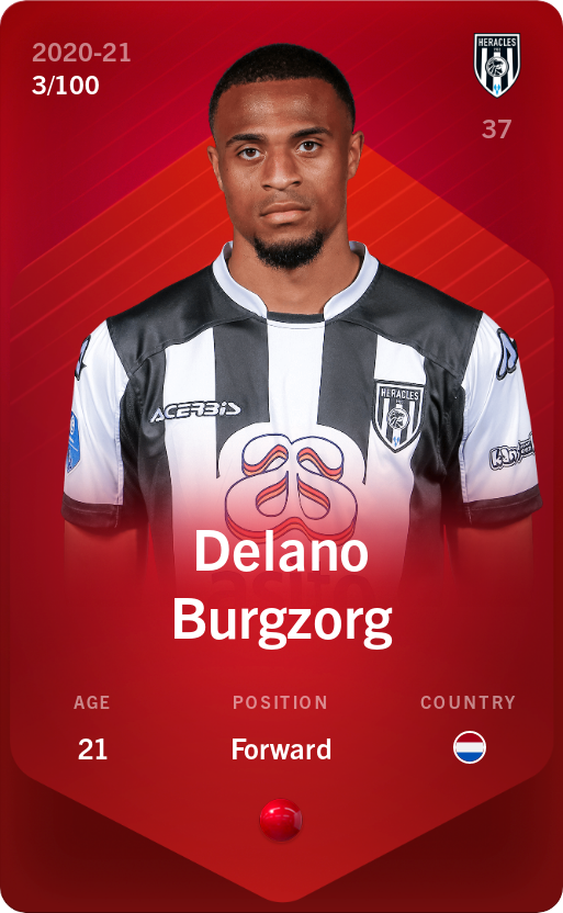 Sorare - Sorare Official - Delano Burgzorg 2020-21 • Rare 3/100 - NFT # 81153614666866866615333742940780012176893288014842476799087222113717736314225