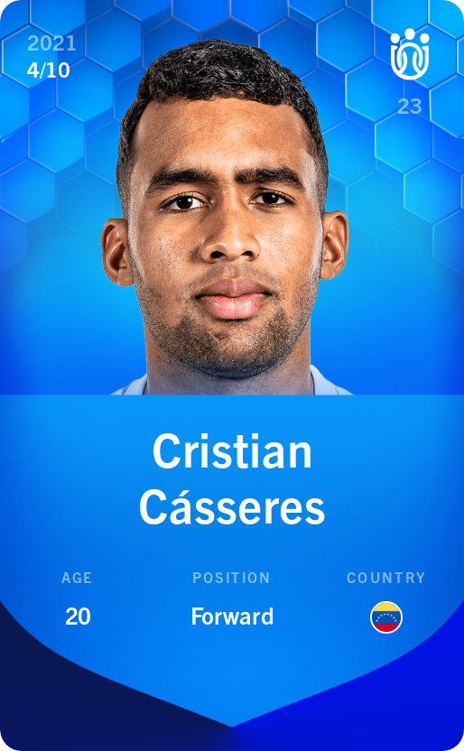 Sorare - Sorare Official - Cristian Cásseres 2021-22 • Super Rare 4/10 - NFT # 53902489699441749442000379150536940492211112328941301992861144359040684804935