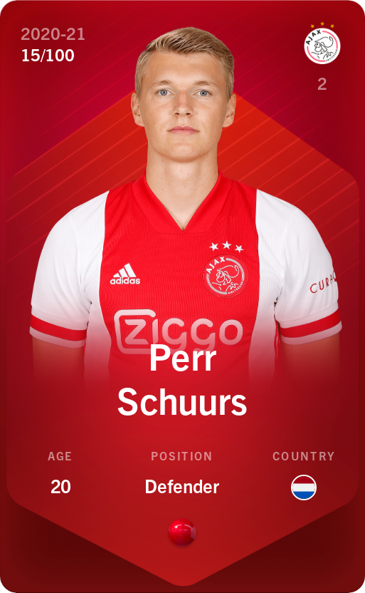 Sorare - Sorare Official - Perr Schuurs 2020-21 • Rare 15/100 - NFT # 31005695911341683618536763672374526016468532185448860605082972347732452573916