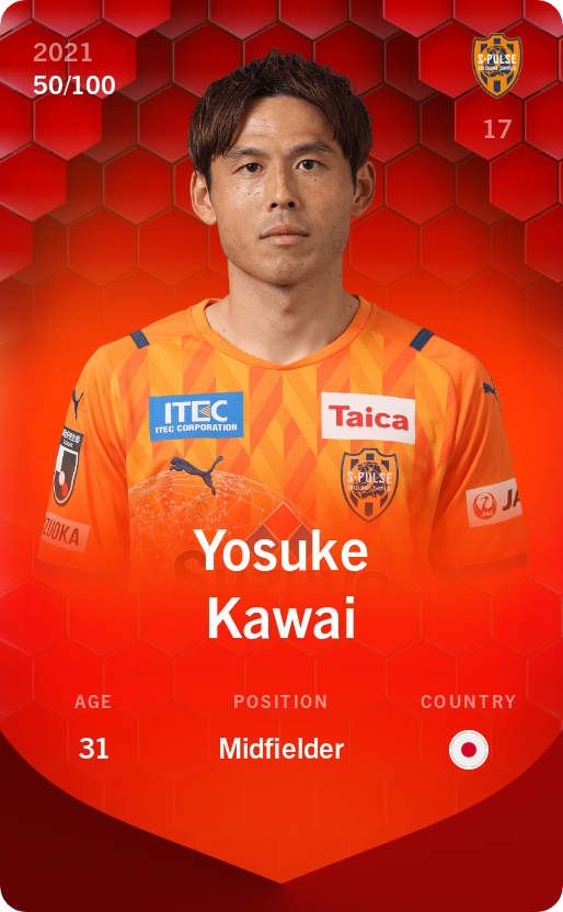 Sorare - Sorare Official - Yosuke Kawai 2021-22 • Rare 50/100 - NFT # 10964335999604208726937439349918008026842054708132639820939499222666892540382