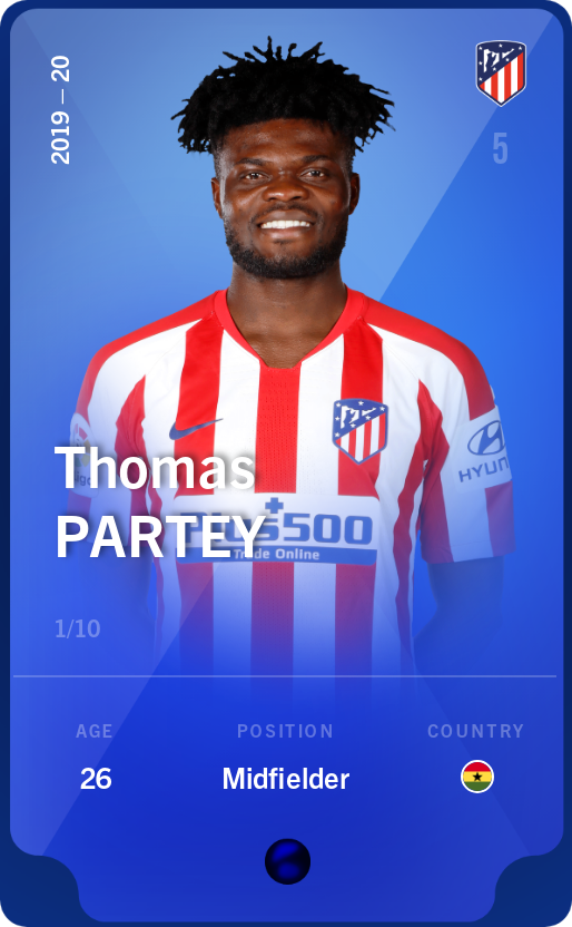 Sorare - Sorare Official - Thomas Partey 2019-20 • Super Rare 1/10 - NFT # 110979575661214247465380022857965424728553062959601402414999772694440259125820