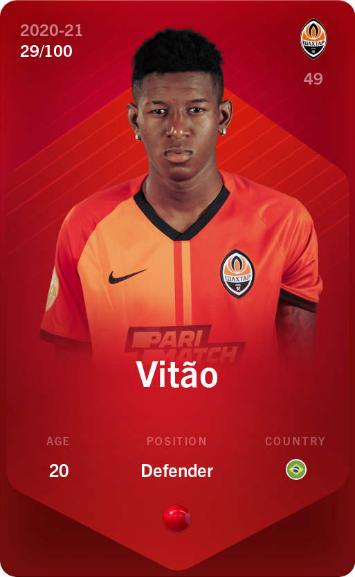 Sorare - Sorare Official - Vitão 2020-21 • Rare 29/100 - NFT # 10684707471593523223427647006083546180193050646902680749242507861598761680956