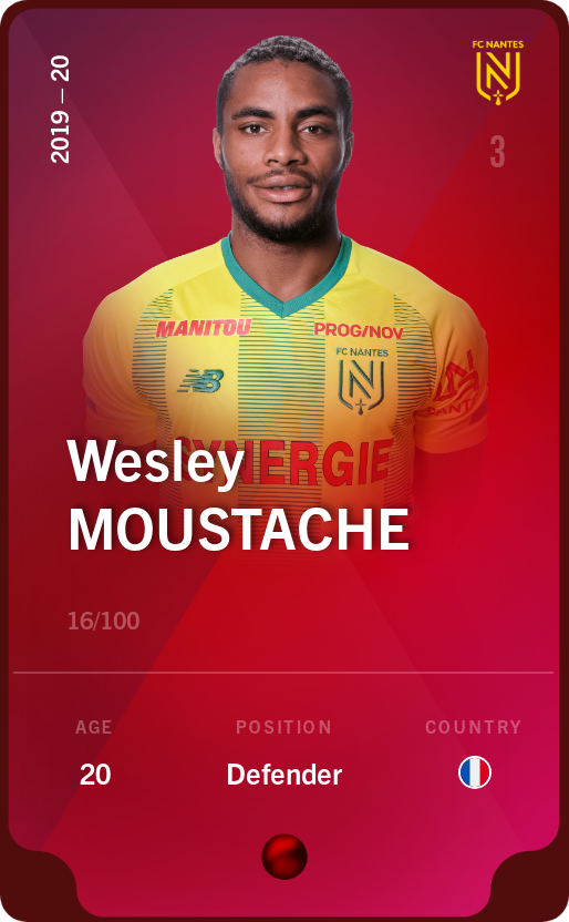 Sorare - Sorare Official - Wesley Moustache 2019-20 • Rare 16/100 - NFT # 686349565059426751462302136064771949914936520513336486703839831016925049396