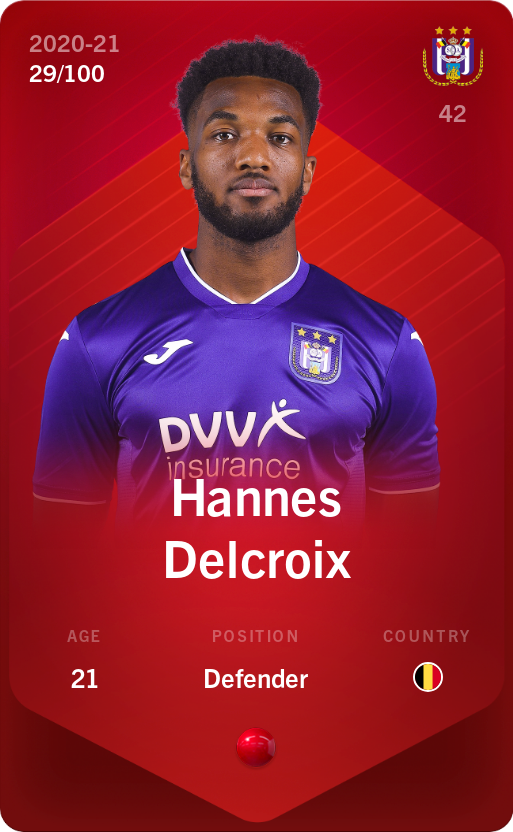 Sorare - Sorare Official - Hannes Delcroix 2020-21 • Rare 29/100 - NFT # 9705005592761165099667497570758365363233469735656251845132372853647364204089